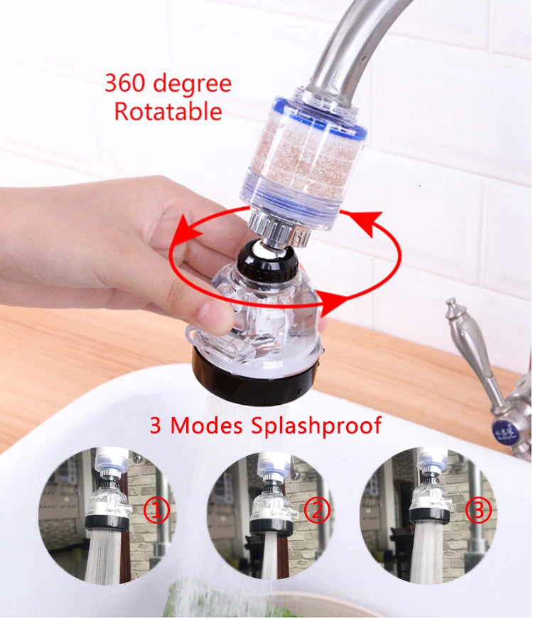 ZhangJi Link 360 Rotating Splashproof Chlorine Removal Filter Aerator Sink Head Water Purify Faucet 3 Mode Water Saving