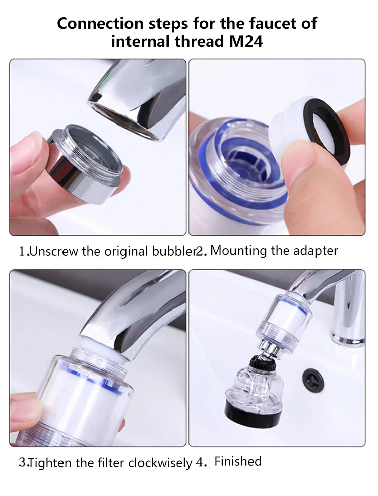 ZhangJi Link 360 Rotating Splashproof Chlorine Removal Filter Aerator Sink Head Water Purify Faucet 3 Mode Water Saving