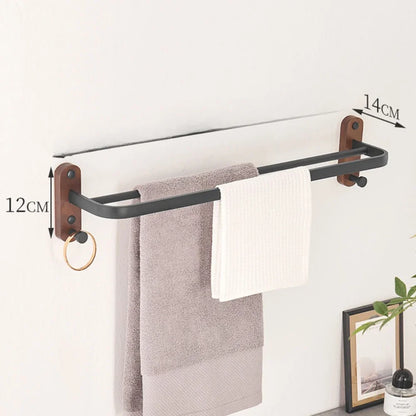 Wood Bathroom Towel Shelves，Towel Rack Perforated Wall Hanging Toilet Washroom， bathroom Towel shelves，Wall Mounted Towel Rack