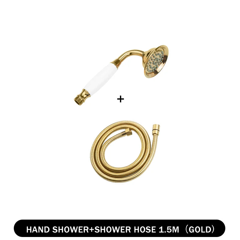 Brass Golden Rainfall Shower Head Rose Gold Handheld Shower Bathroom Replace Rain Showerhead Antique Brass Showerhead Accessory