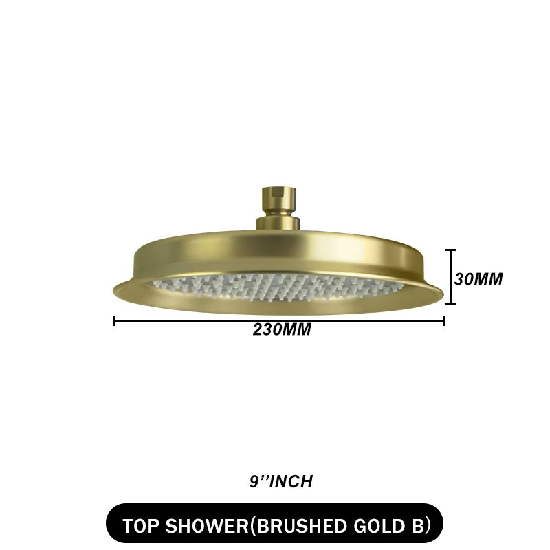 Brass Golden Rainfall Shower Head Rose Gold Handheld Shower Bathroom Replace Rain Showerhead Antique Brass Showerhead Accessory