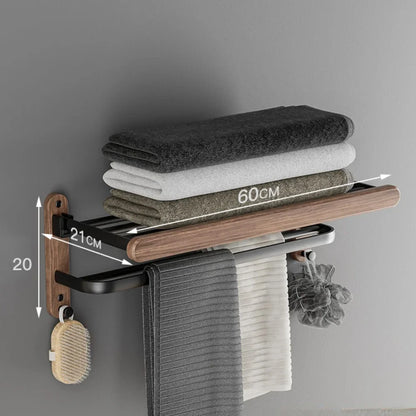 Wood Bathroom Towel Shelves，Towel Rack Perforated Wall Hanging Toilet Washroom， bathroom Towel shelves，Wall Mounted Towel Rack