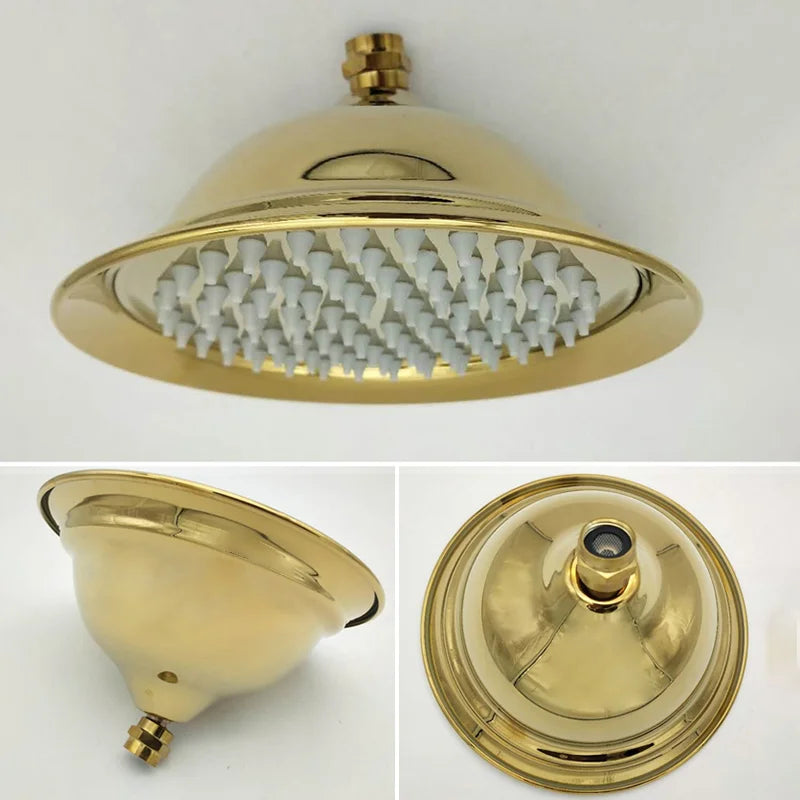 Brass Golden Rainfall Shower Head Rose Gold Handheld Shower Bathroom Replace Rain Showerhead Antique Brass Showerhead Accessory