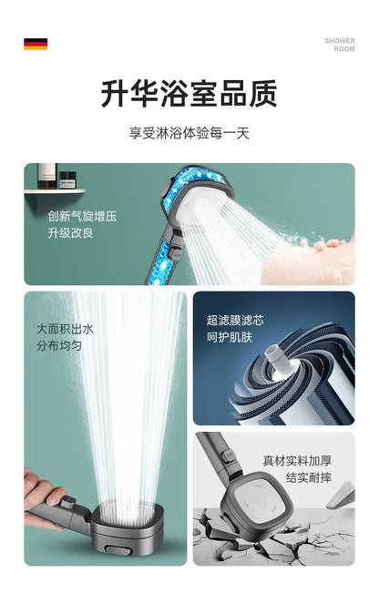 Upgraded 4 Modes High Pressure Shower Head with Stop Button Filiter Showers Massage Spa Handheld Showerhead Bathroom Accessories