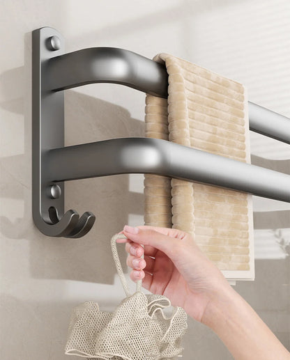 Multilayer Bathroom Towel Rack without Drilling Wall Mount Self Adhesive Towel Hanger Shelf with Hook Three Layer Towel Rail