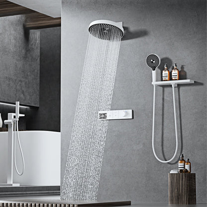 AITANA Luxury wall mounted brass gun gray shower system with hidden design LED digital display dual control bathroom faucet