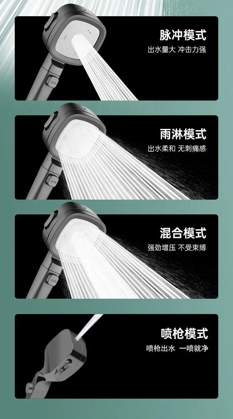 Upgraded 4 Modes High Pressure Shower Head with Stop Button Filiter Showers Massage Spa Handheld Showerhead Bathroom Accessories