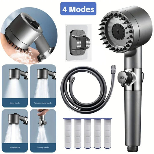 4-Modes High-Pressure Shower Head