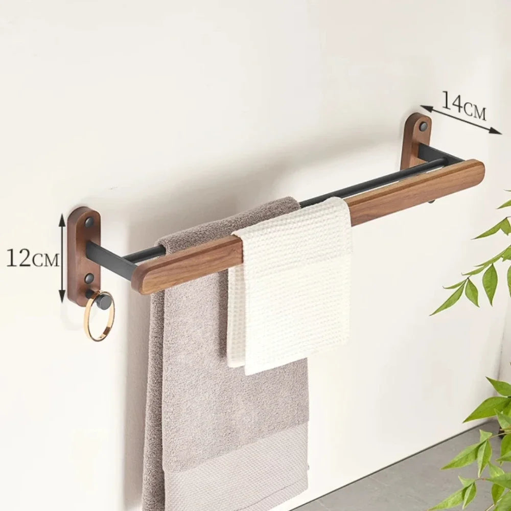 Wood Bathroom Towel Shelves，Towel Rack Perforated Wall Hanging Toilet Washroom， bathroom Towel shelves，Wall Mounted Towel Rack