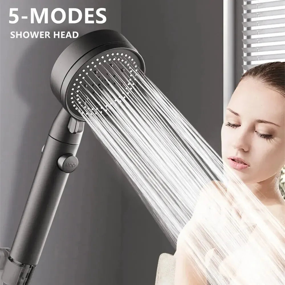 High Pressure Shower Head 5 Modes Adjustable Water Saving Shower Head Water Massage Shower Head Bathroom Accessories