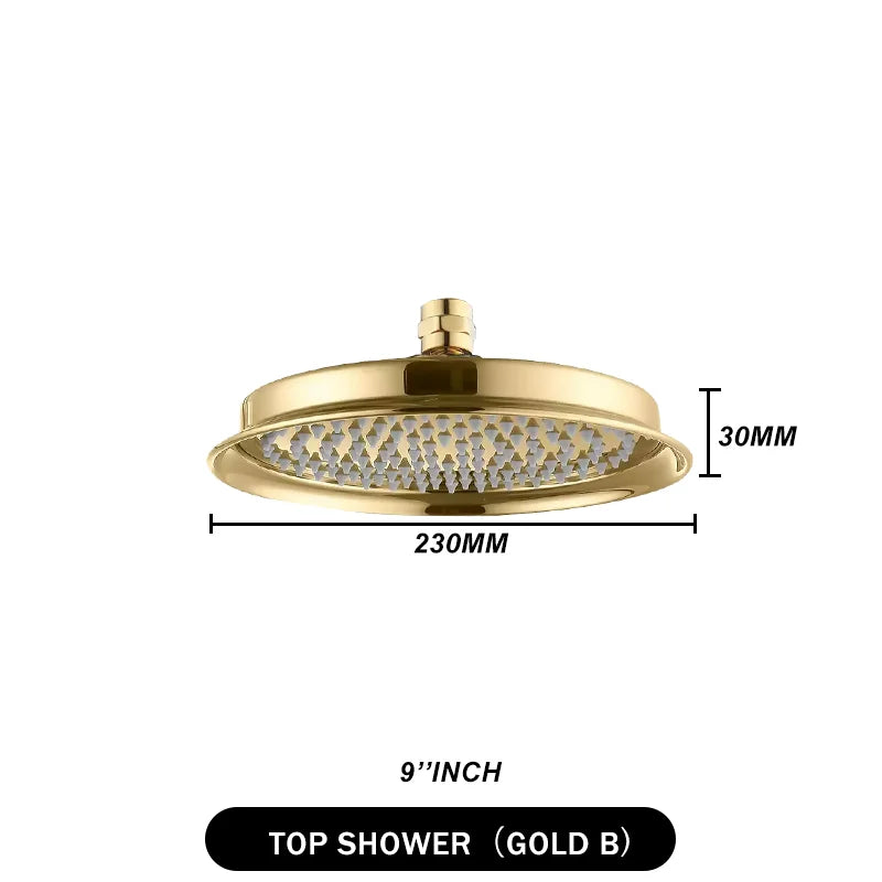 Brass Golden Rainfall Shower Head Rose Gold Handheld Shower Bathroom Replace Rain Showerhead Antique Brass Showerhead Accessory