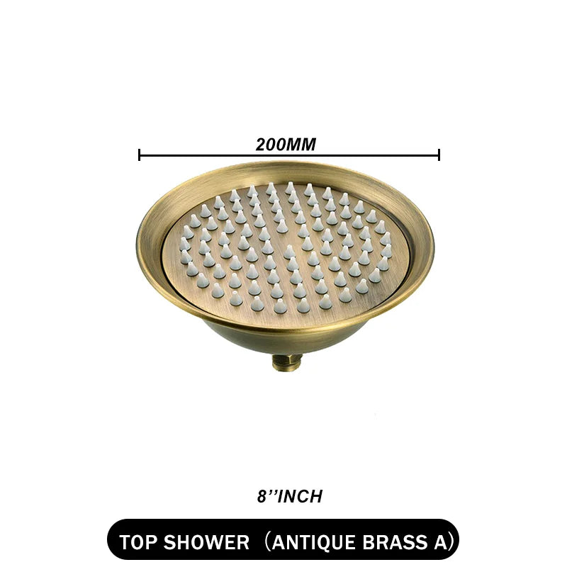 Brass Golden Rainfall Shower Head Rose Gold Handheld Shower Bathroom Replace Rain Showerhead Antique Brass Showerhead Accessory