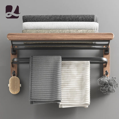 Wood Bathroom Towel Shelves，Towel Rack Perforated Wall Hanging Toilet Washroom， bathroom Towel shelves，Wall Mounted Towel Rack