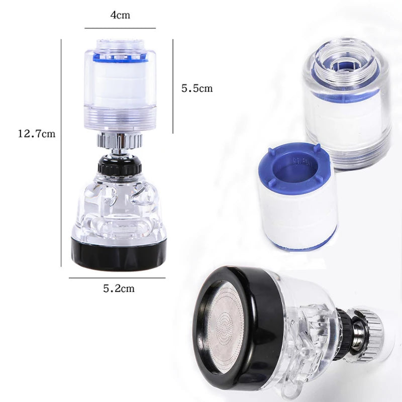 ZhangJi Link 360 Rotating Splashproof Chlorine Removal Filter Aerator Sink Head Water Purify Faucet 3 Mode Water Saving